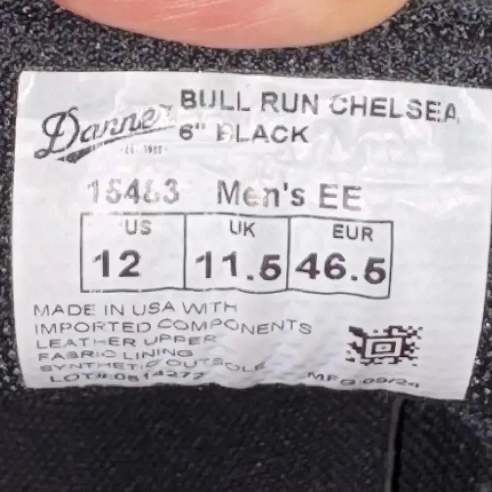 Danner Bull Run Chelsea 6 Black Work Boots Mens Size 12 EE Pull On Leather - Picture 8 of 8